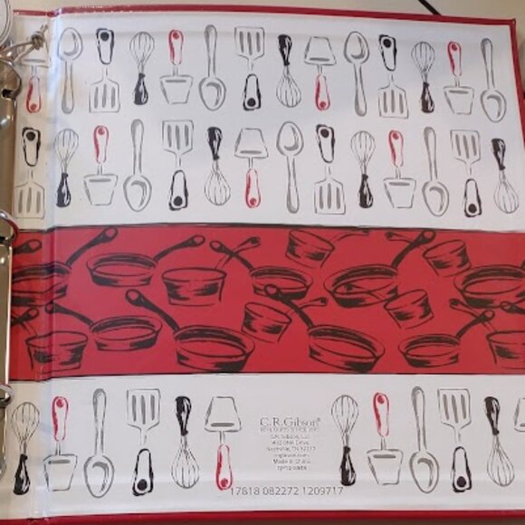 C. R.GIBSON KITCHEN KEEPER BINDER BONDED RED LEATHER RECIPE BOOK 9 X 9.5  NWOT - Picture 7 of 13